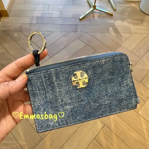 Tory Burch Britten Zip Card Case 180075 Oceanside $160 - Picture 3 of 6